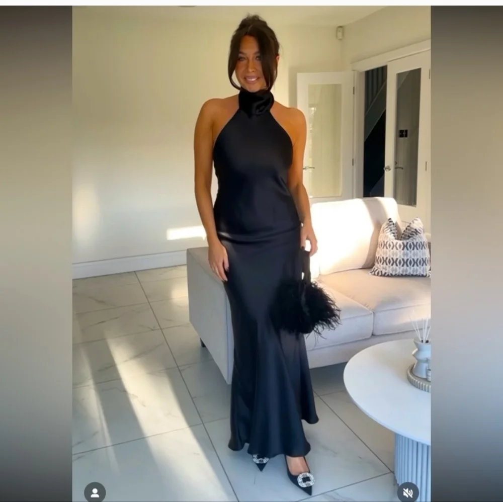 ZARA SATIN EFFECT HALTER DRESS - Picture 1 of 14